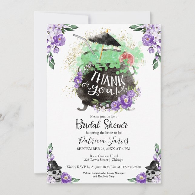 Cheers Witches Halloween Bridal Shower Invitation (Front)