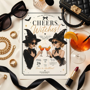 Cheers Witches Halloween Cocktail Party Holiday Card