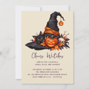 Cheers Witches Halloween Girls Night Party Invitat Invitation