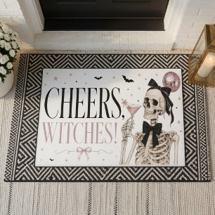 Cheers Witches Skeleton Halloween Doormat
