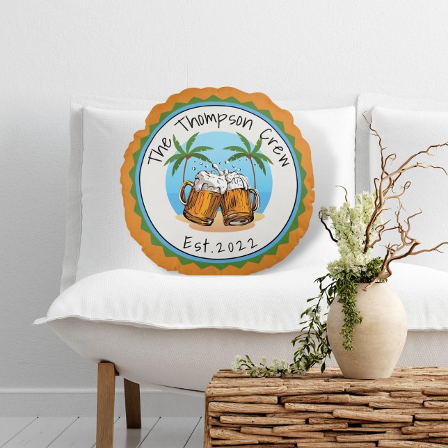 Cheers with Beers Tropical Round logo Round Pillow (Creator Uploaded)