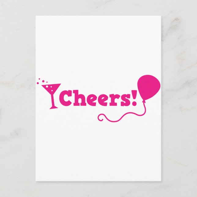 Cheers! with party Balloon and cocktail glass Postcard (Front)