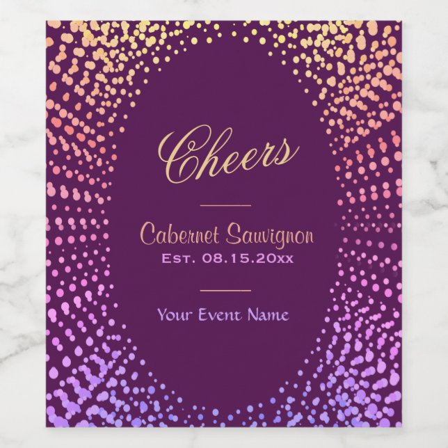 Cheers with Rainbow Confetti Wine Label (Single Label)
