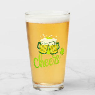 Cheers with Shamrock - St. Patrick Day Glass