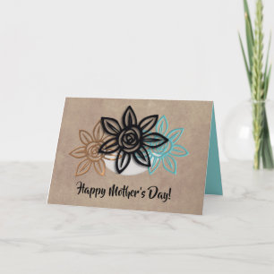 Cheery Aqua/Neutral Floral Mother's Day Card