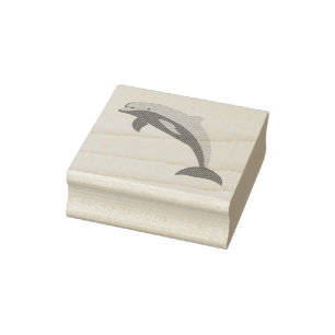 Cheery Blue Jumping Dolphin Ocean Cartoon Rubber Stamp