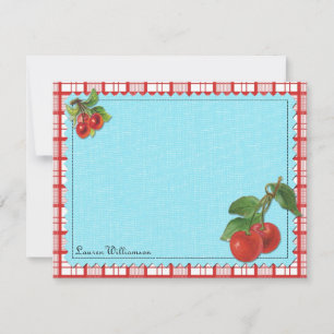 Cheery Cherry Personalised Flat Note Cards