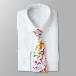 Cheery Colorful Bright Music Notes Paint Splatter Tie