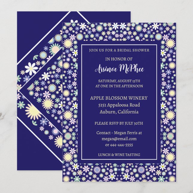 Cheery Colourful Floral Bridal Shower Invitation (Front/Back)