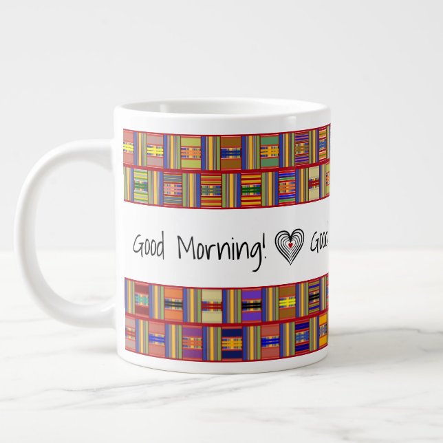 Cheery Colourful Stained Glass Kente Large Coffee Mug (Left)