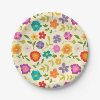 cheery flowers paper plate