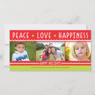 Cheery Holiday Chevron Stripes 3 Photo Card