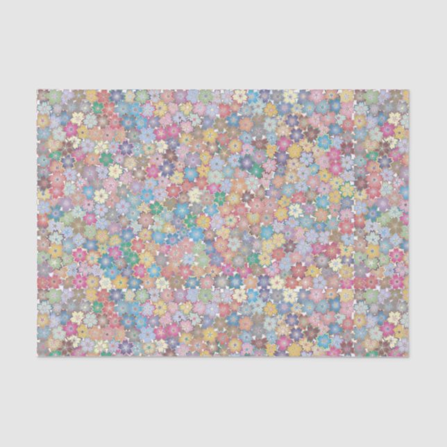 Cheery Multicolored Little Flowers Decoupage  Tissue Paper (Front)