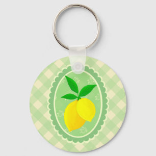 Cheery Personalized Sunny Yellow Lemon Key Ring