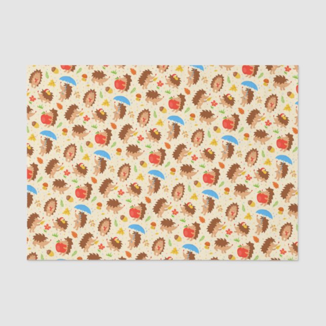 Cheery Pygmy Hedgehog Mushroom Acorn Nature Lover Tissue Paper (Front)