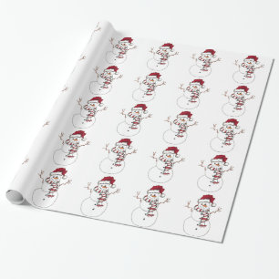 Cheery Red and White Snowman Wrapping Paper