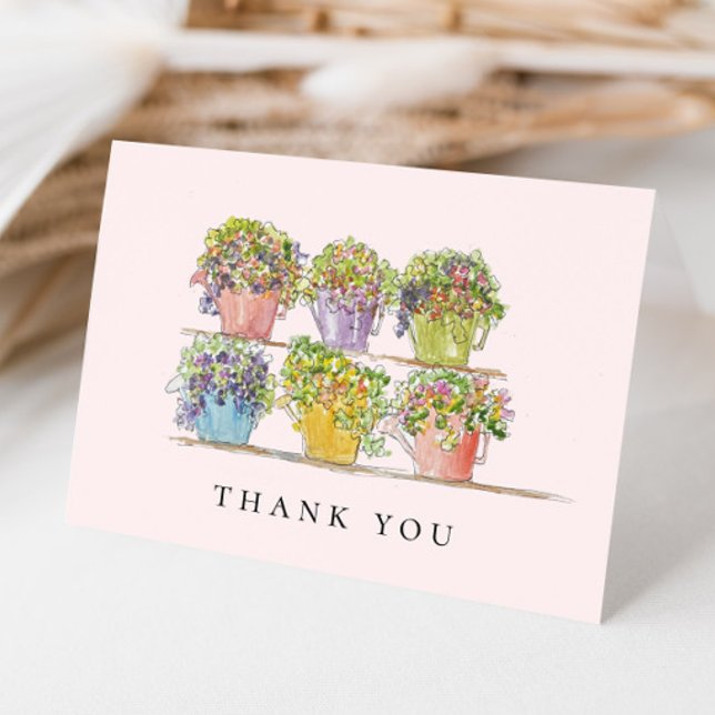 Cheery Spring Flower Market Blush Pink Thank You Card (Creator Uploaded)