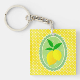 Cheery Sunny Yellow Lemon Key Ring