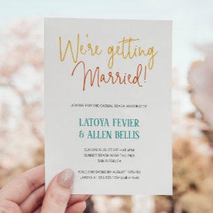 Cheery We're Getting Married Casual Beach Wedding Invitation