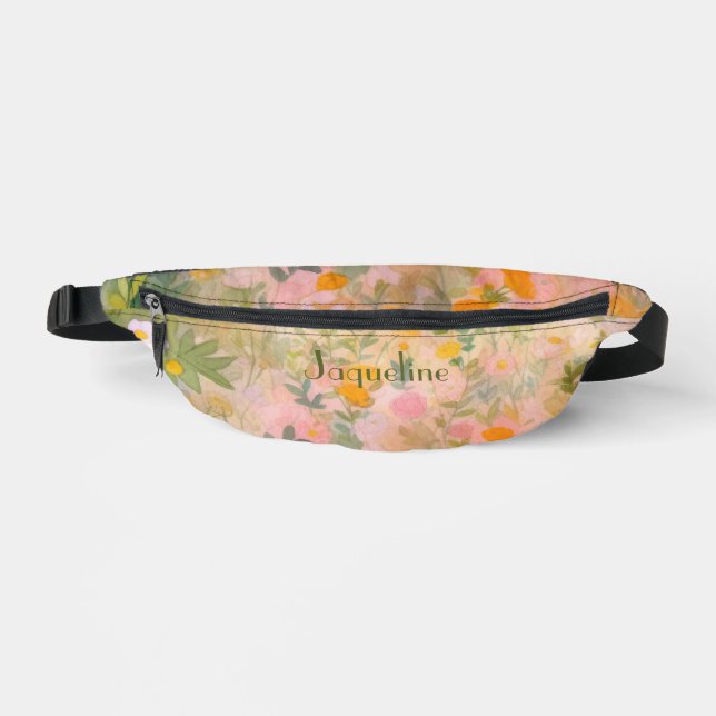 Cheery Yellow and Orange Spring Meadows Background Bum Bags (Front)
