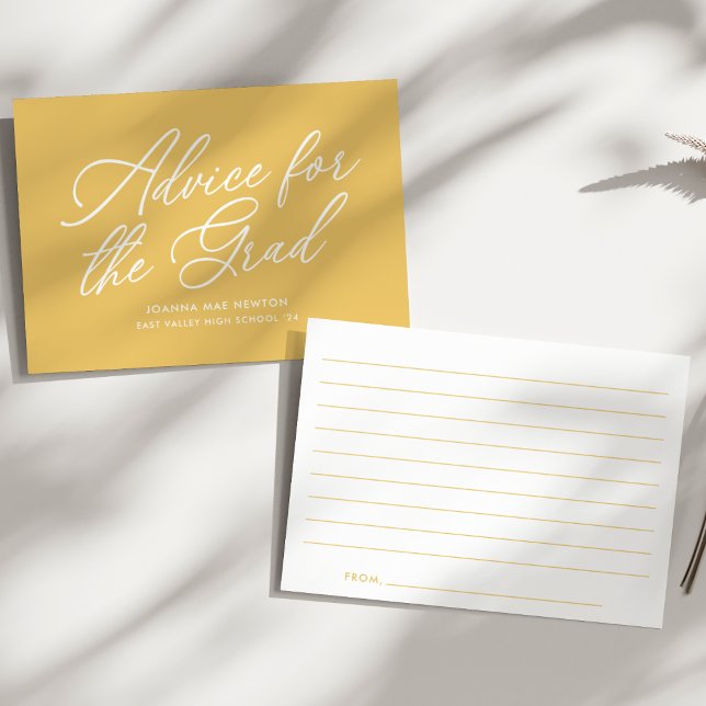 Cheery Yellow Script Graduation Advice Card (Creator Uploaded)