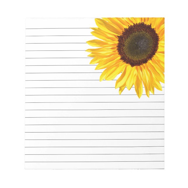 Cheery Yellow Sunflower Lined Notepad (Front)