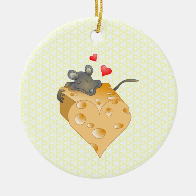Cheese and Mouse Ceramic Tree Decoration (Front)