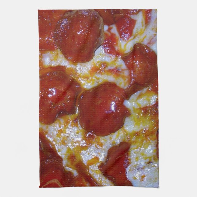 Cheese and Pepperoni Pizza Party Tea Towel (Vertical)