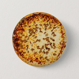 Cheese and Sausage Pizza 6 Cm Round Badge