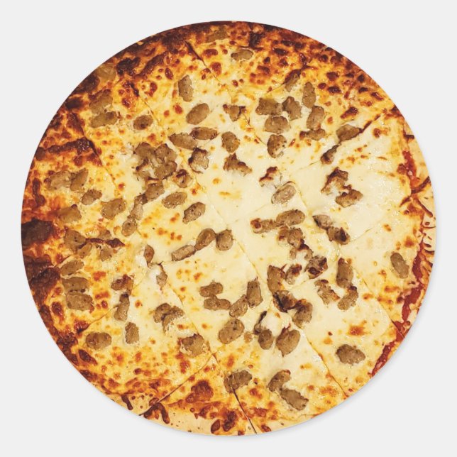  Cheese and Sausage Pizza  Classic  Classic Round Sticker (Front)