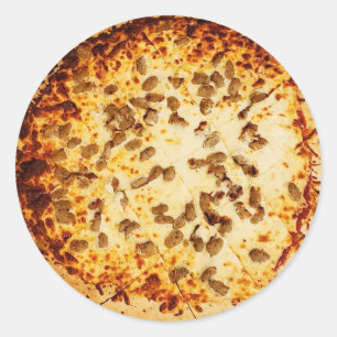 Cheese and Sausage Pizza Food Classic Round Sticker