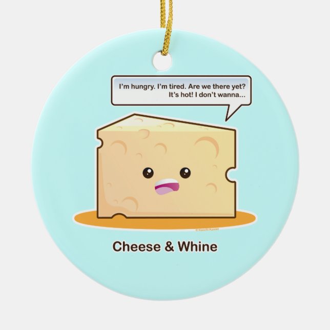 Cheese and Whine Ceramic Tree Decoration (Front)