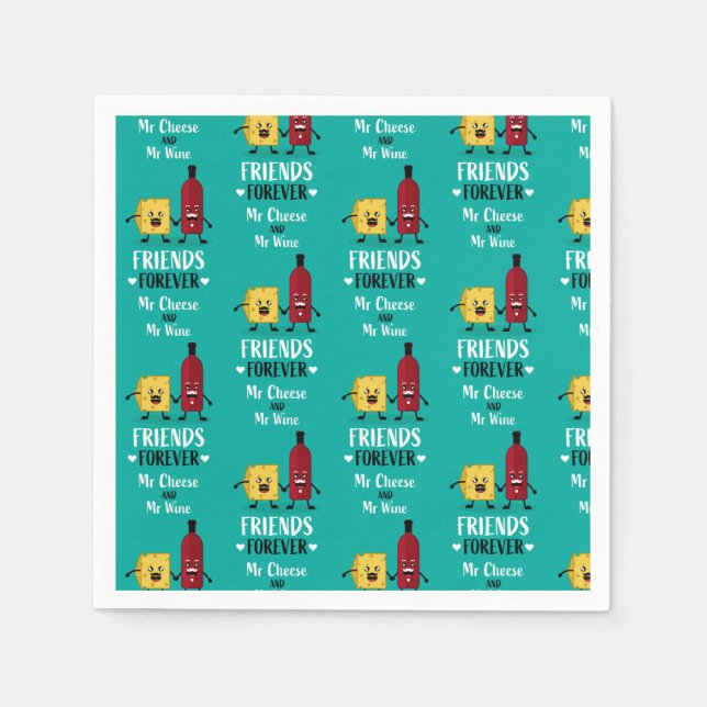Cheese And Wine Best Friends Napkin (Front)
