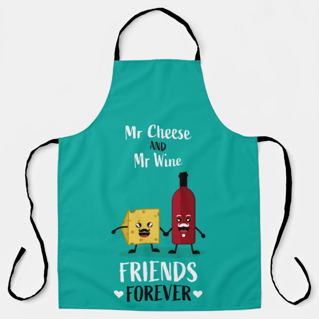 Cheese And Wine Best Friends T-Shirt Apron (Front)