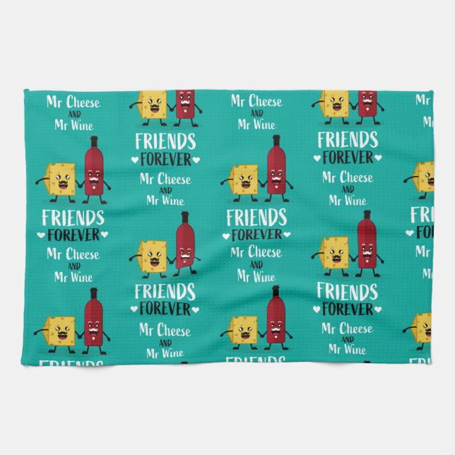 Cheese And Wine Best Friends  Tea Towel (Horizontal)