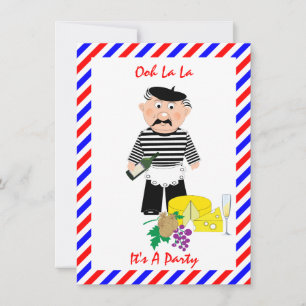 Cheese And Wine French Theme Fun Party Invitation