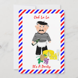 Cheese And Wine French Theme Fun Party Invitation