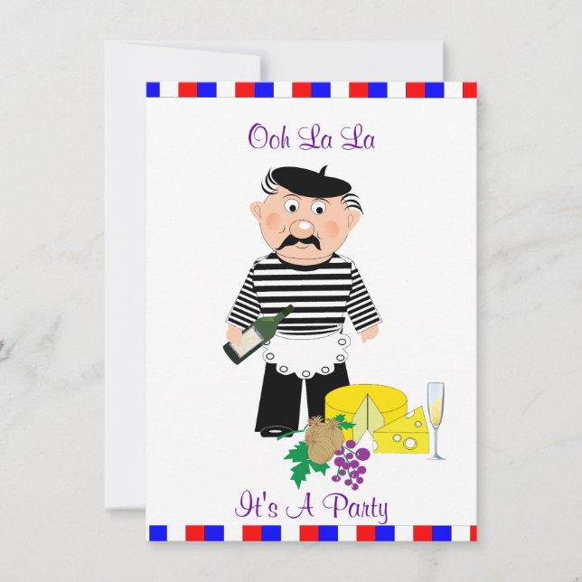 Cheese And Wine French Theme Fun Party Invitation (Front)