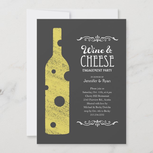 Cheese and Wine Invitation - Alternate wording (Front)