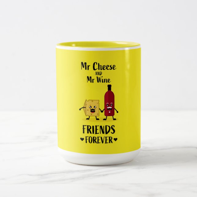 Cheese And Wine Lovers Two-Tone Coffee Mug (Center)