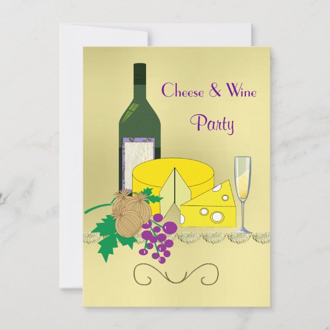 Cheese and Wine Party Invitation (Front)