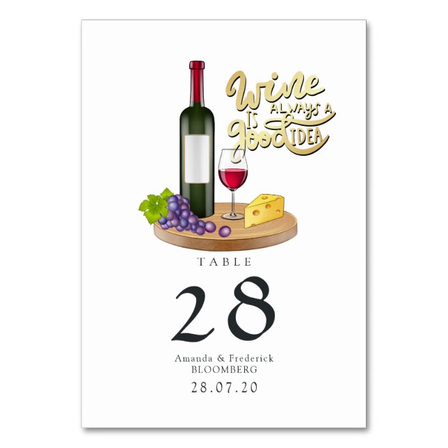 Cheese and Wine Tasting Table Number (Front)