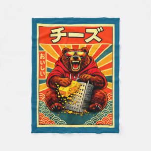 Cheese Bear Japanese Style Food Humor Fleece Blanket