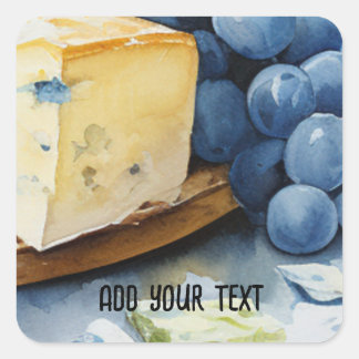 Cheese Blue Grapes 1 Square Sticker