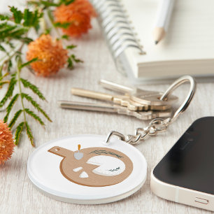 Cheese Board with Brie Knife and Herbs Key Ring