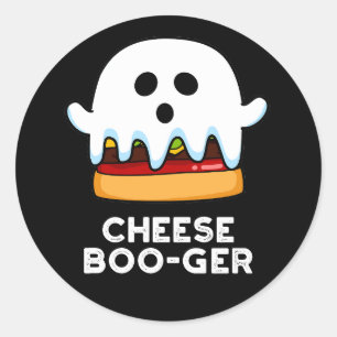 Cheese Boo-ger Funny Ghost Pun Dark BG Classic Round Sticker