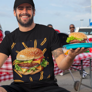 Cheese Burger and French Fries Food Humour Men's  T-Shirt