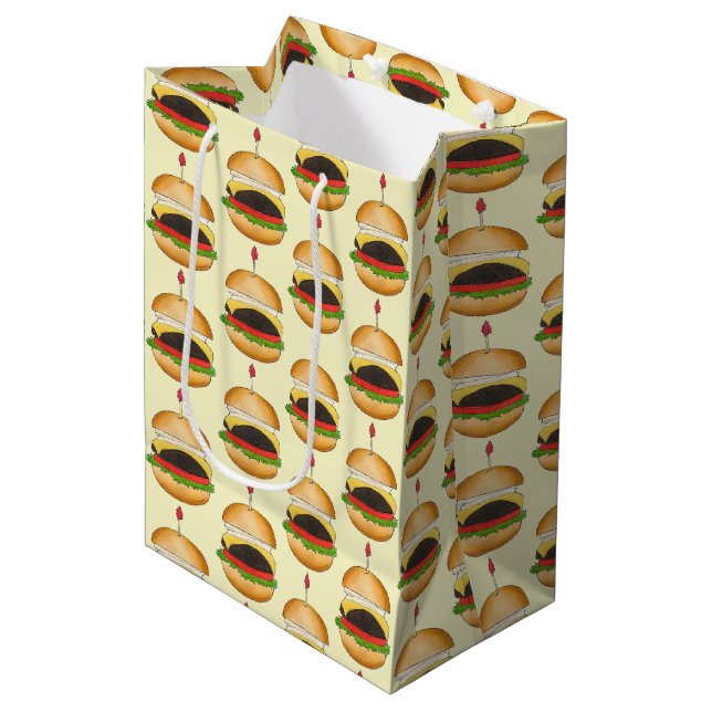 Cheese Burger Cheeseburger BBQ Barbecue Cookout  Medium Gift Bag (Front Angled)
