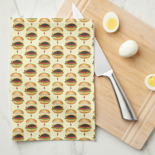 Cheese Burger Cheeseburger BBQ Barbecue Cookout  Tea Towel (Quarter Fold)