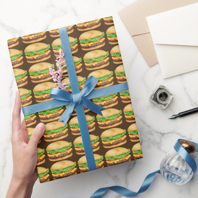 Cheese burger fast food themed wrapping paper (Gifting)